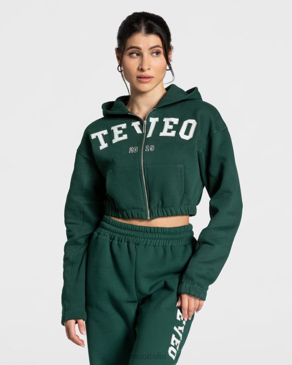 TEVEO Felpa con cappuccio e zip universitaria FPR0H34 vestiario verde scuro donne