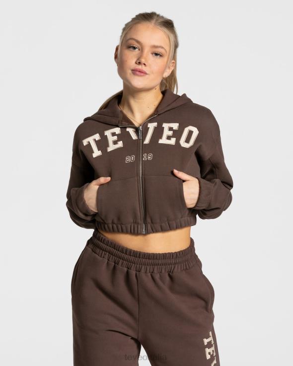 TEVEO Felpa con cappuccio e zip universitaria FPR0H42 vestiario Marrone scuro donne