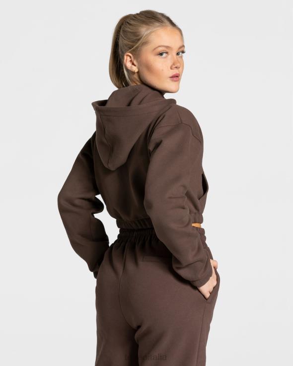 TEVEO Felpa con cappuccio e zip universitaria FPR0H42 vestiario Marrone scuro donne