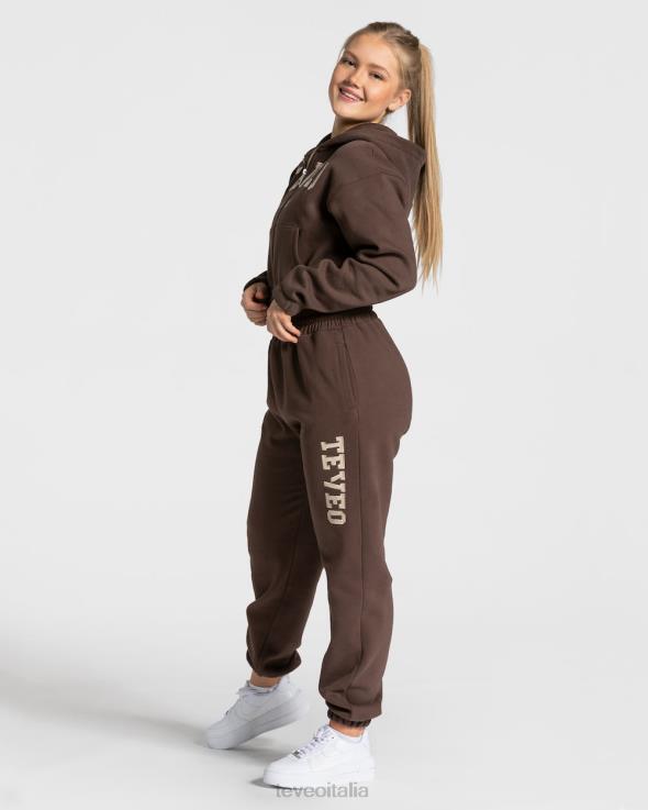 TEVEO Felpa con cappuccio e zip universitaria FPR0H42 vestiario Marrone scuro donne