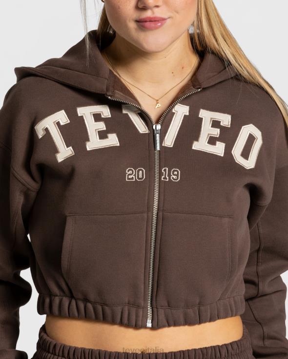 TEVEO Felpa con cappuccio e zip universitaria FPR0H42 vestiario Marrone scuro donne