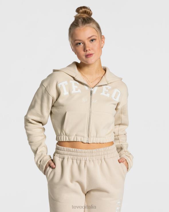 TEVEO Felpa con cappuccio e zip universitaria FPR0H43 vestiario beige donne