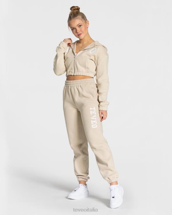 TEVEO Felpa con cappuccio e zip universitaria FPR0H43 vestiario beige donne
