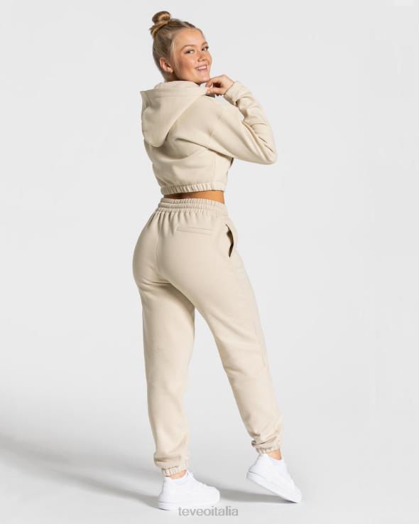 TEVEO Felpa con cappuccio e zip universitaria FPR0H43 vestiario beige donne