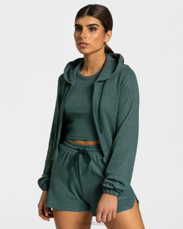 TEVEO felpa con cappuccio e zip lounge FPR0H47 vestiario verde scuro donne