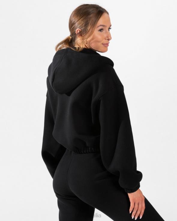 TEVEO iconica felpa con cappuccio oversize con zip FPR0H35 vestiario nero donne