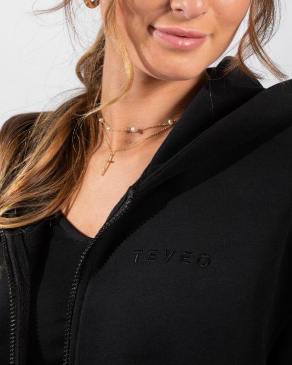 TEVEO iconica felpa con cappuccio oversize con zip FPR0H35 vestiario nero donne