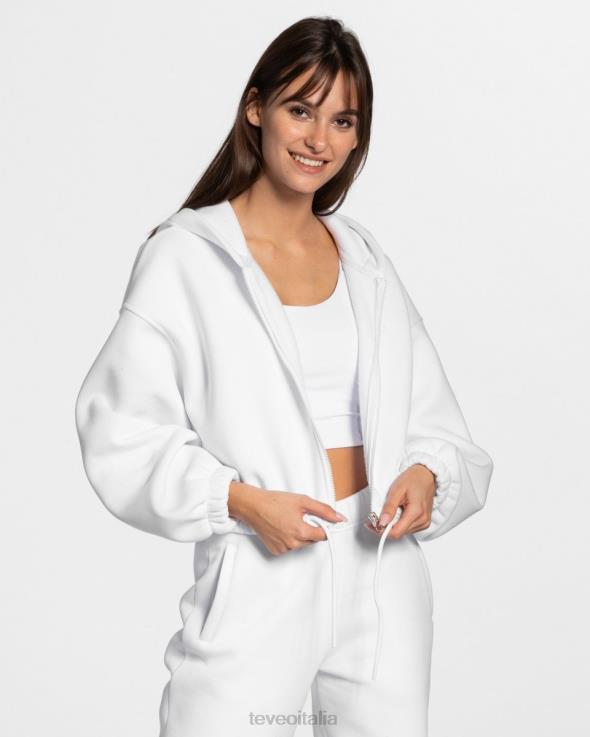 TEVEO iconica felpa con cappuccio oversize con zip FPR0H36 vestiario bianco donne
