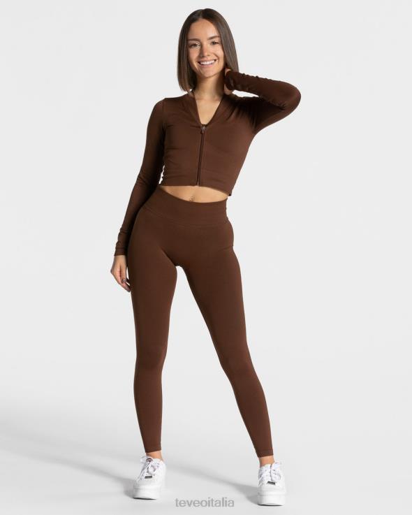 TEVEO giacca con zip di tendenza FPR0H171 vestiario caffè donne