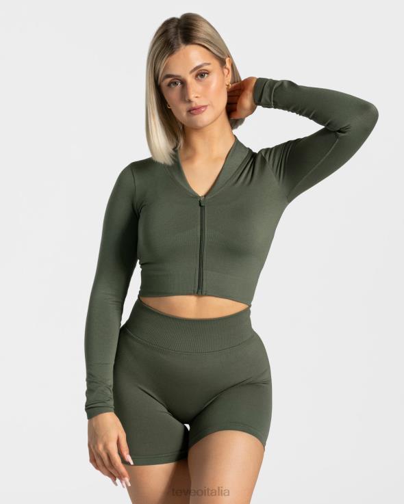 TEVEO giacca con zip di tendenza FPR0H172 vestiario cachi donne