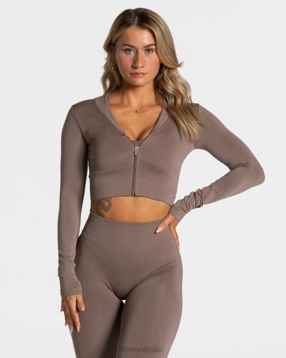 TEVEO giacca con zip di tendenza FPR0H173 vestiario moka donne