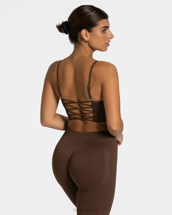 TEVEO elegante top incrociato FPR0H364 vestiario Marrone scuro donne