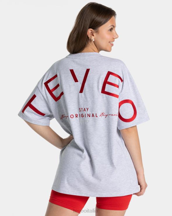 TEVEO t-shirt oversize firmata FPR0H464 vestiario grigio chiaro donne