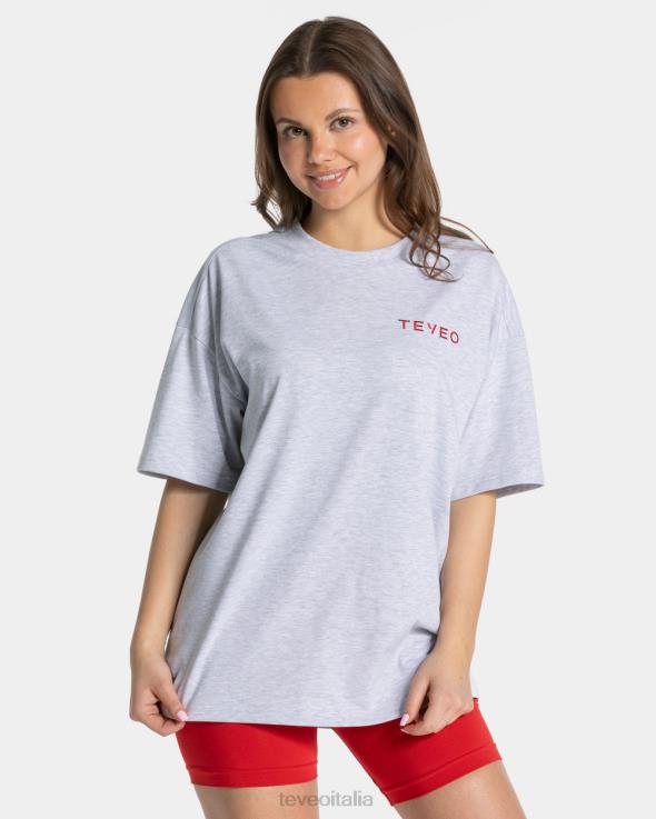 TEVEO t-shirt oversize firmata FPR0H464 vestiario grigio chiaro donne