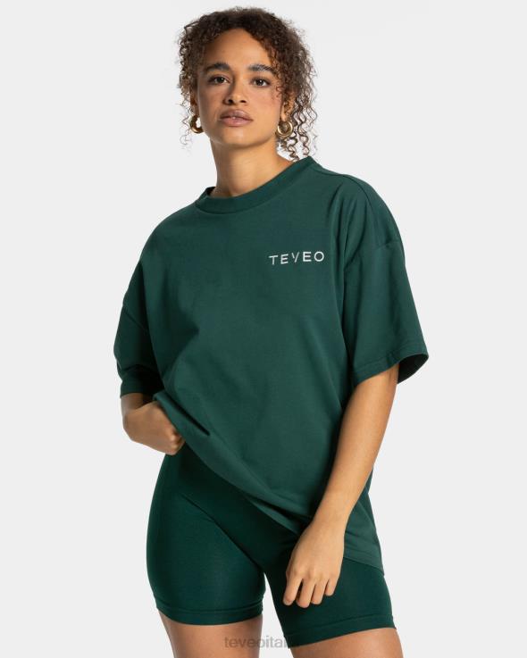 TEVEO t-shirt oversize firmata FPR0H465 vestiario verde scuro donne