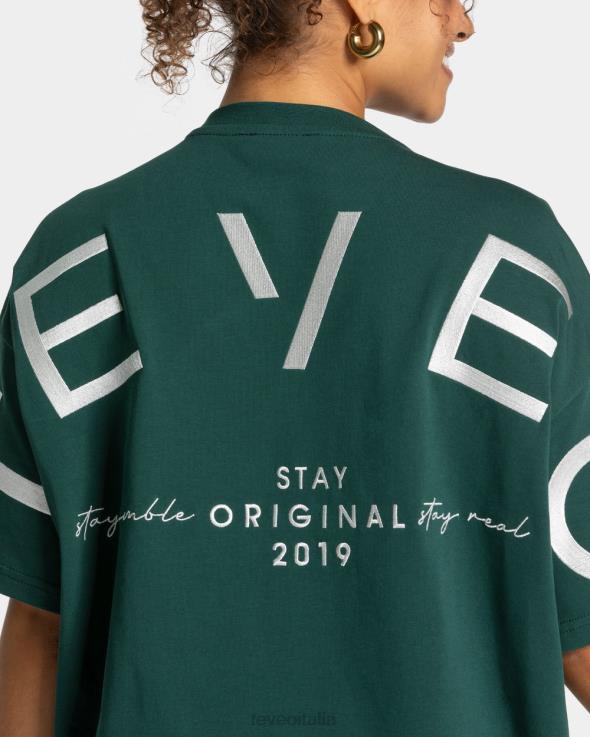TEVEO t-shirt oversize firmata FPR0H465 vestiario verde scuro donne
