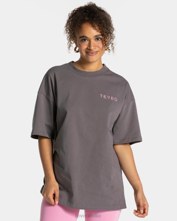 TEVEO t-shirt oversize firmata FPR0H467 vestiario grafite donne
