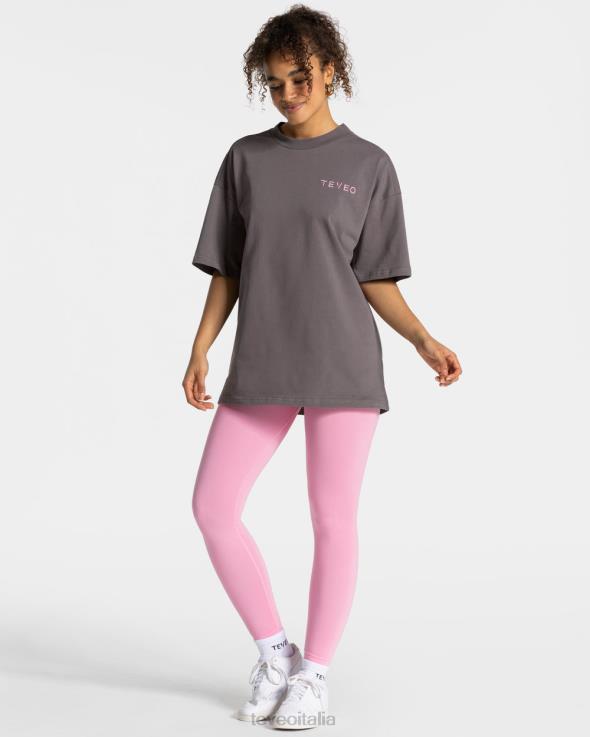 TEVEO t-shirt oversize firmata FPR0H467 vestiario grafite donne