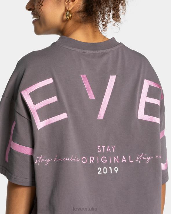 TEVEO t-shirt oversize firmata FPR0H467 vestiario grafite donne