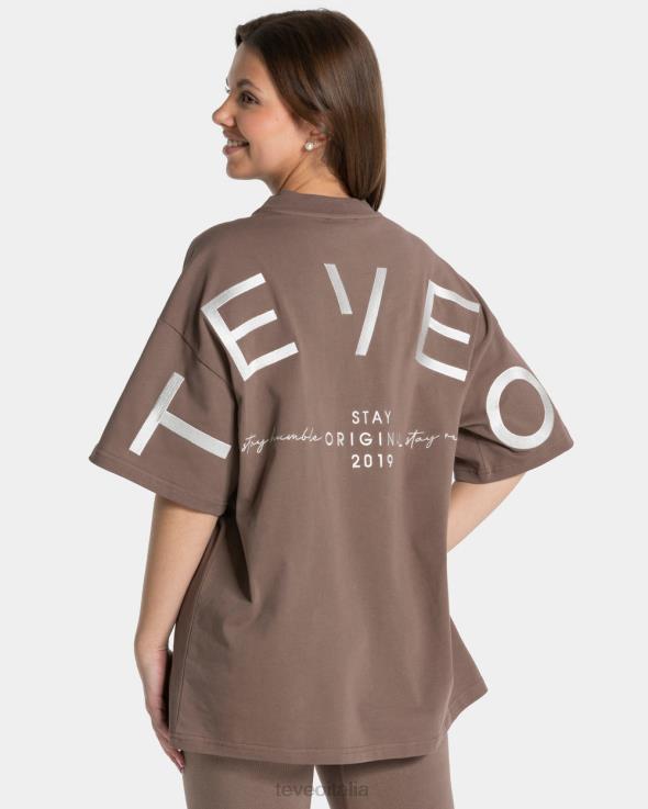 TEVEO t-shirt oversize firmata FPR0H468 vestiario moka donne