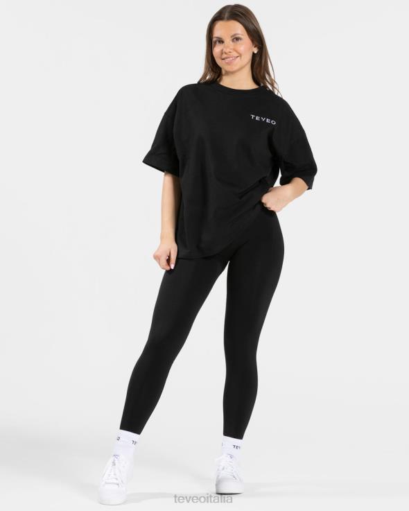 TEVEO t-shirt oversize firmata FPR0H470 vestiario nero donne