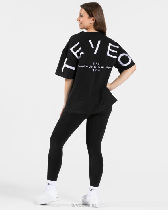 TEVEO t-shirt oversize firmata FPR0H470 vestiario nero donne