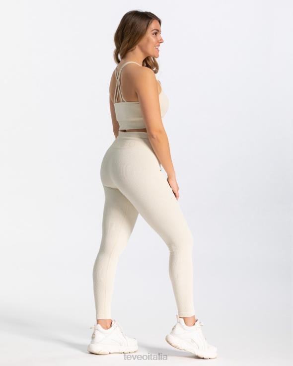 TEVEO leggings a coste FPR0H141 vestiario avorio donne