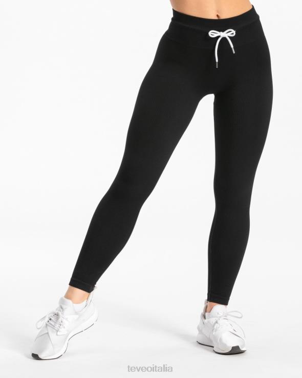TEVEO leggings a coste FPR0H144 vestiario nero donne