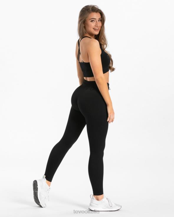 TEVEO leggings a coste FPR0H144 vestiario nero donne